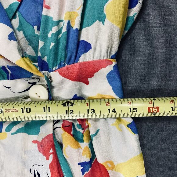 SILK STUDIO For Petites Maxi Dress 12 Vintage Tropical Floral 80s Coastal Summer - Picture 13 of 16